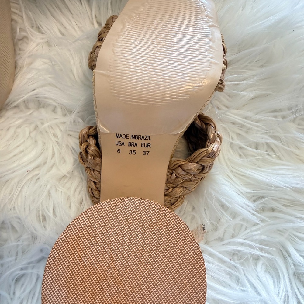 DDecadence Woven Raffia Knot Sandals Natural Braided Slide Brazil Size 6 - Picture 4 of 9